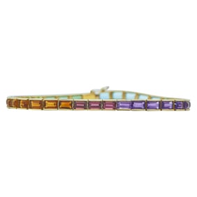 18K Yellow Gold Multi Gem-Set Rainbow Bracelet