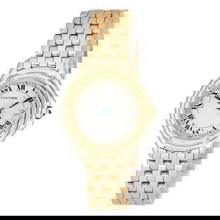 Cartier Cougar 18K Yellow Gold Watch Ref. W25012,  1992: BRAND: Cartier; STYLE: Cougar; REF. #: W25012; CONDITION: Pre-owned, Excellent; YEAR: 1992; ADDITIONAL COMMENTS: Scratches throughout case, 70.1 grams; CASE SIZE (mm): 26; CASE MATERIAL: 18K Yellow Go