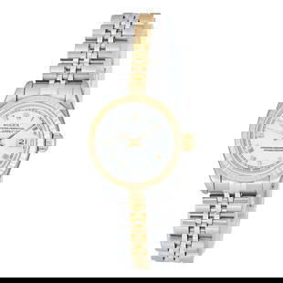 Rolex Datejust 18K Yellow Gold/SS Watch Ref. 69173,  1993: BRAND: Rolex; STYLE: Datejust; REF. #: 69173; CONDITION: Pre-owned, Good; YEAR: 1993; ADDITIONAL COMMENTS: X serial, Hands and hour markers with scratches, Scratches and indentations throughout case a