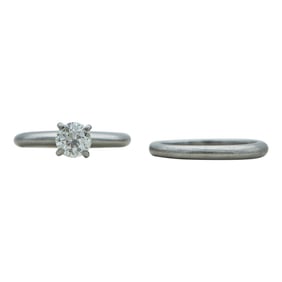 Platinum 1/2 carat Diamond Solitaire Engagement Ring and Platinum Wedding Band Set