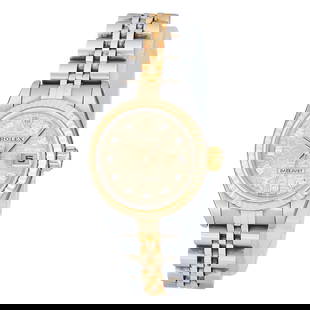 Rolex Datejust 18K Yellow Gold/SS Watch Ref. 79173, circa  2002: BRAND: Rolex; STYLE: Datejust; REF. #: 79173; CONDITION: Pre-owned, Good; YEAR: Circa 2002; ADDITIONAL COMMENTS: Y serial, Case and bracelet with scratches, Bracelet with light stretch; CASE SIZE (mm)