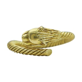 18K Yellow Gold Lion Head Flexible Bypass Ring