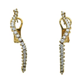Jose Hess 14K Yellow Gold Diamond Twisted Line Drop Earrings