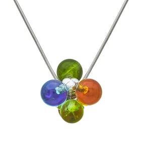 Bibigi Bubble 18K White Gold Multi Gem and Diamond Pendant Necklace