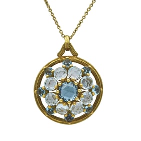 Anthony Nak 18K Yellow Gold Rose-Cut Blue Topaz Cluster Pendant Necklace