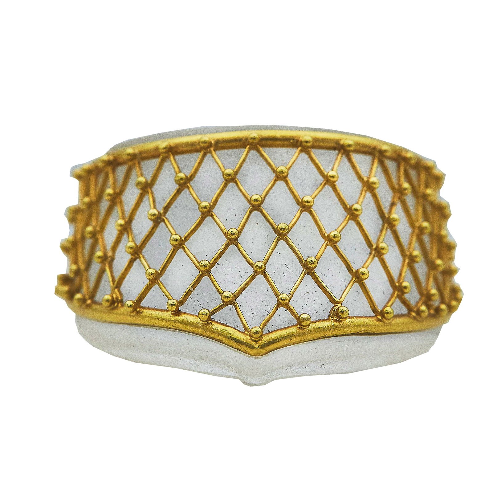 LALAoUNIS Mesh 18K Yellow Gold Rock Crystal Ring (1 of 3)