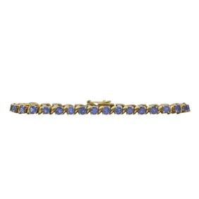 14K Yellow Gold Round-Cut Iolite Tennis Bracelet