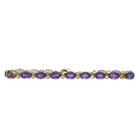 14K Yellow Gold Oval-Cut Amethyst Tennis Bracelet