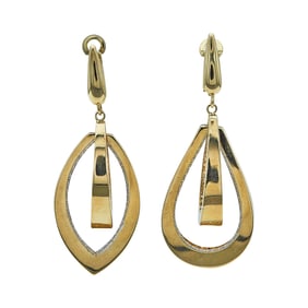 14K Yellow Gold Mismatched Dangle Drop Earrings