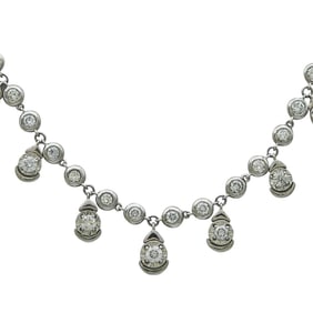 14K White Gold Diamond Droplets Necklace