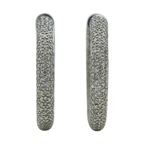 18K White Gold Diamond Inside Out Hoop Earrings