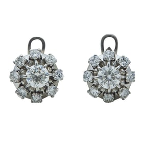 Platinum Diamond Cluster Earrings
