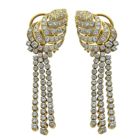 14K Yellow Gold Diamond Articulated Fringe Drop Earrings