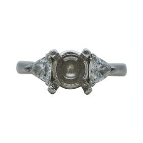 Platinum Trillion-Cut Diamond Side Stone Engagement Ring
