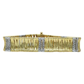 Roberto Coin 18K Yellow and White Gold Diamond Link Bracelet with Ruby Clasp