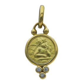 Temple St. Clair 18K Yellow Gold Diamond Angel Charm Pendant