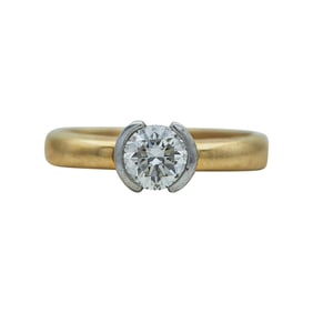 14K Yellow and White Gold 1/2 carat Diamond Solitaire Engagement Ring