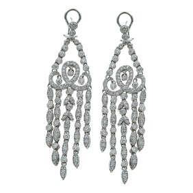 14K White Gold Diamond approx. 5.00 ctw Chandelier Earrings