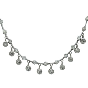 14K White Gold Diamond Droplets Necklace