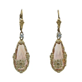 14k Gold Filled Citrine and Diamond Drop Earrings