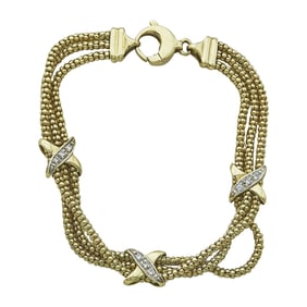 14K Yellow Gold Diamond X Multi-Strand Bracelet