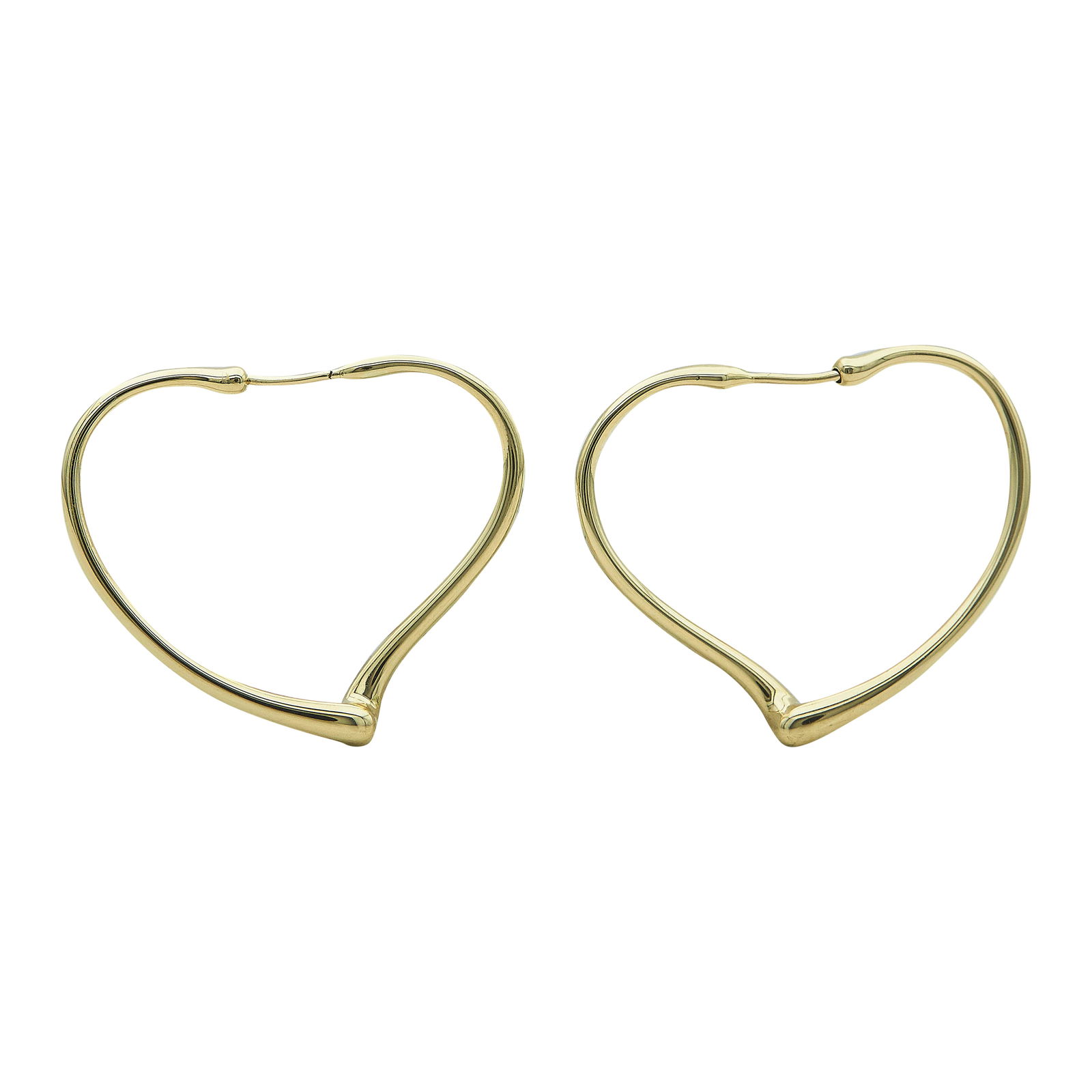 Tiffany & Co. Elsa Peretti Open Heart 18K Yellow Gold Hoop Earrings