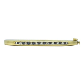 Lot of 2 18K Yellow Gold Diamond, Ruby and Sapphire Bangle Bracelets