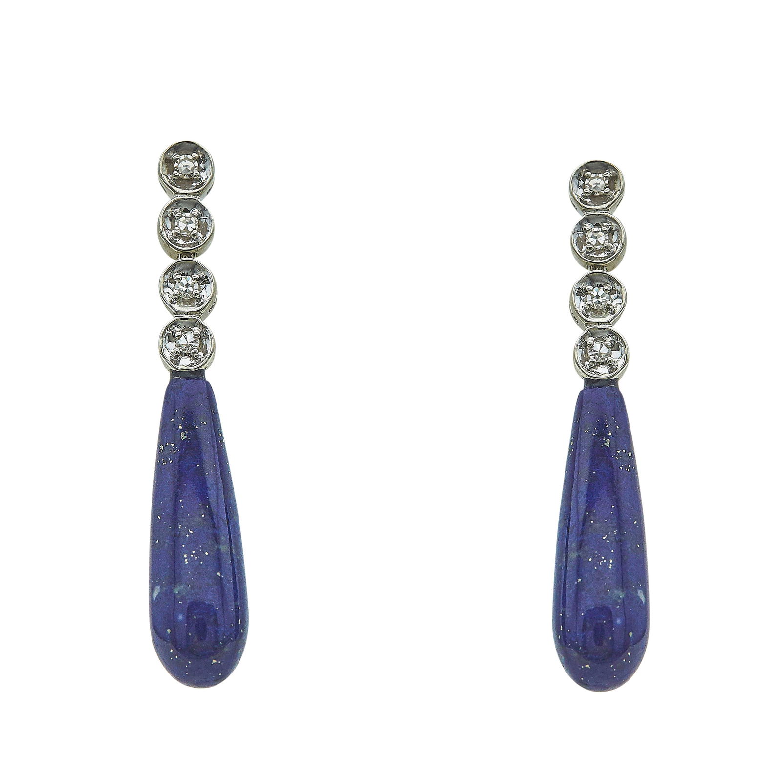 14K White Gold Lapis Lazuli and Diamond Drop Earrings (1 of 3)
