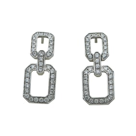 18K White Gold Diamond Double Loop Drop Earrings