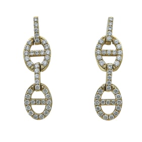14K Yellow Gold Diamond Link Drop Earrings