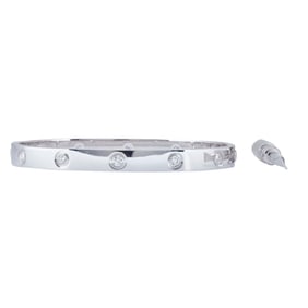 Cartier Love 18K White Gold Classic Model 10 Diamond Bracelet, Size 18