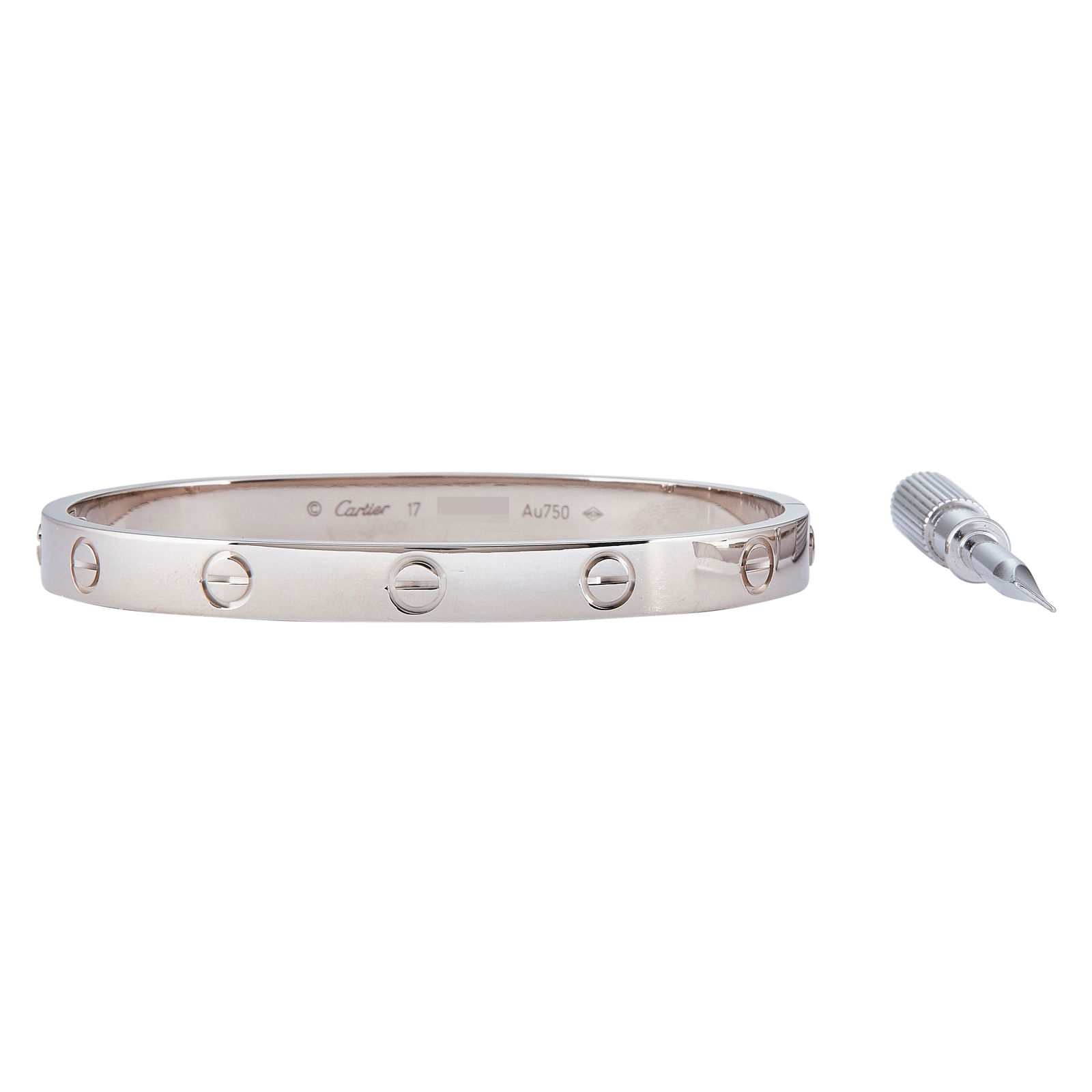 Cartier Love 18K White Gold Classic Model Bracelet, Size 17 (1 of 6)