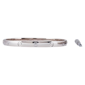 Cartier Love 18K White Gold Classic Model Bracelet, Size 19