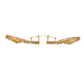 18K Yellow Gold and Platinum Resin Cameo, Enamel and Rose-Cut Diamond Drop Earrings
