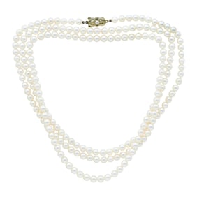 Mikimoto Single Strand 6mm Akoya Pearl Necklace with 14K Yellow Gold Clasp