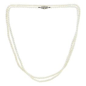 Mikimoto Silver 4 mm Akoya Pearl Necklace with Silver Clasp
