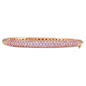 18K Rose Gold Pink Sapphire Hinged Bangle Bracelet