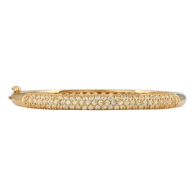 18K Yellow Gold Yellow Sapphire Hinged Bangle Bracelet