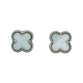 Van Cleef & Arpels Sweet Alhambra 18K White Gold Mother-of-Pearl Stud Earrings