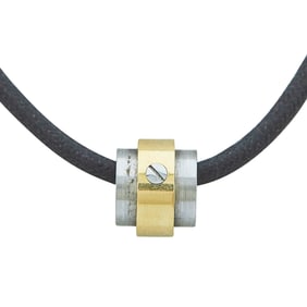 Cartier Santos 100 18K Yellow Gold and Stainless Steel Slide Pendant on Cord Necklace