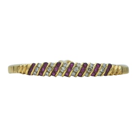14K Yellow Gold Ruby and Diamond Alternating Bracelet