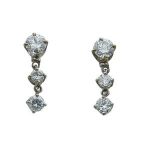 14K White Gold Diamond Stud Earrings with Removable Diamond Drop Jackets