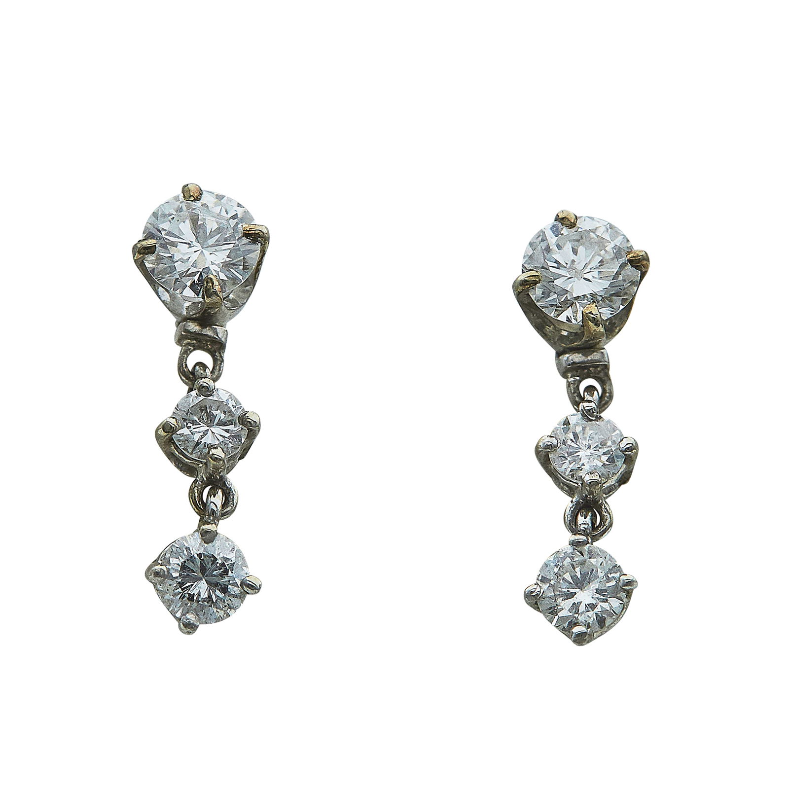 14K White Gold Diamond Stud Earrings with Removable Diamond Drop Jackets (1 of 3)
