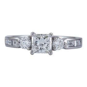 Platinum Princess-Cut Diamond Engagement Ring