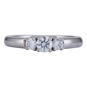 Platinum Round Brilliant-Cut Diamond Three Stone Engagement Ring