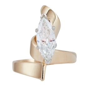 14K Yellow Gold 1.75 carat Marquise-Cut Diamond Engagement Ring