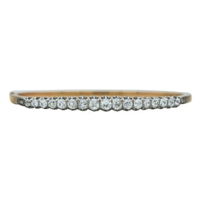 18K Rose Gold and Platinum Graduated Old European and Rose-Cut Diamond Hinged Bangle Bracelet