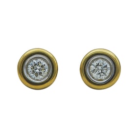 18K Yellow and White Gold Diamond approx. 0.40 ctw Stud Earrings