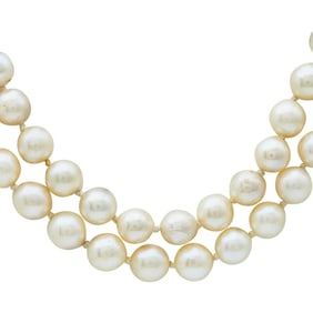 Single Strand 7-8mm Akoya Pearl Necklace with 14K Gold Clasp, 42 inches
