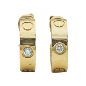 Cartier Love 18K Yellow Gold Diamond Hoop Earrings